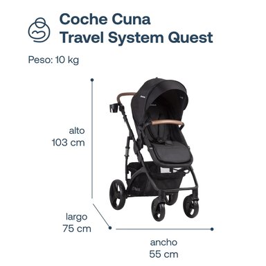 COCHE CUNA BEBESIT TRAVEL SYSTEM QUEST LX NEGRO - 8