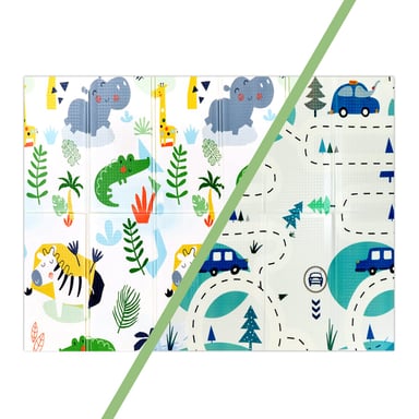ALFOMBRA BEBESIT ANTIGOLPES PLEGABLE 180X120 AUTO Y JUNGLA MULTICOLOR - 1