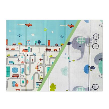 ALFOMBRA BEBESIT ANTIGOLPES PLEGABLE 180X120 CIUDAD ELEFANTE MULTICOLOR - 1