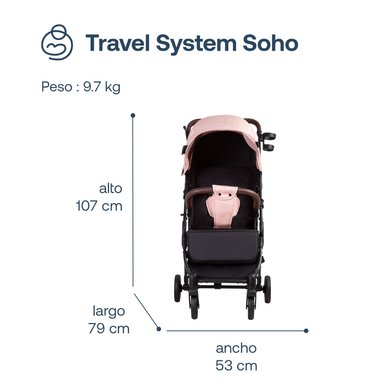 COCHE MALETA BEBESIT ROSA ULTRACOMPACTO PASEO MICRO SX - 9