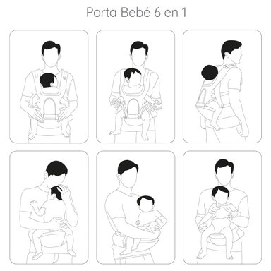 PORTABEBÉS BEBESIT ARNÉS CON ASIENTO CUIDADOS CADERA HIP SEAT GRIS - 9