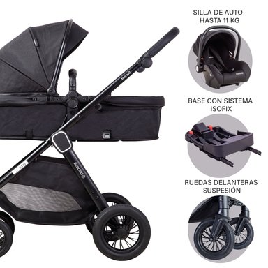 COCHE CUNA TRAVEL SYSTEM ISOFIX SUNSET PREMIUM NEGRO BEBESIT - 8