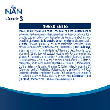 LECHE NAN 3 L COMFORTIS TARRO 800G FÓRMULA INFANTIL - 12