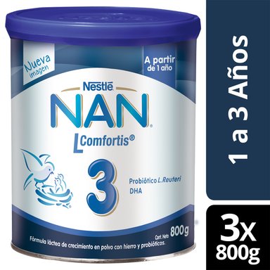 LECHE NAN 800 GR 3 UN TARRO 3 L COMFORTIS FÓRMULA INFANTIL - 1