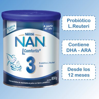 LECHE NAN 800 GR 3 UN TARRO 3 L COMFORTIS FÓRMULA INFANTIL - 2