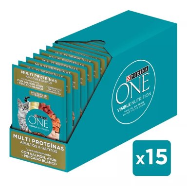 ALIMENTO HÚMEDO GATO PURINA ONE® MULTI PROTEÍNA SOBRE 85G - 1