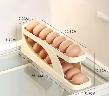 PACK 02 DISPENSADOR ORGANIZADOR DE HUEVOS RODANTES PARA REFRIGERADOR - 4