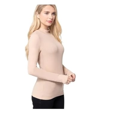 POLERAS BEATLE MUJER CAMISETA CUELLO ALTO POLAR PRIMERA CAPA - BEIGE ML - 2