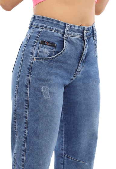 JEANS RECTO CELESTE MUJER - 4