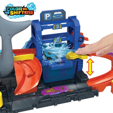 HOT WHEELS CITY PISTA JUGUETE LAVADO DE AUTOS MEGA TIBURON - 3