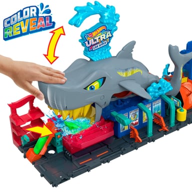 HOT WHEELS CITY PISTA JUGUETE LAVADO DE AUTOS MEGA TIBURON - 5