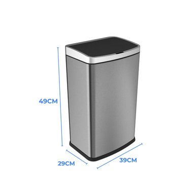 BASURERO METALICO ACERO INOXIDABLE 30L CON SENSOR - 2