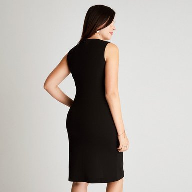 VESTIDO MIDI MUJER LORENZO DI PONTTI NEGRO SIN MANGA CUELLO REDONDO - 2