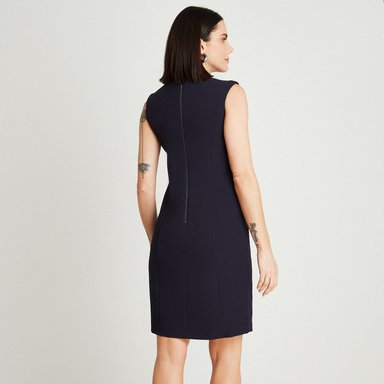 VESTIDO MIDI AZUL SIN MANGA CUELLO REDONDO - 2