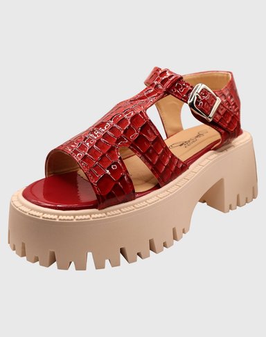 SANDALIAS MUJER DANICOLLE ROJO HEBILLA CHAROL - 1