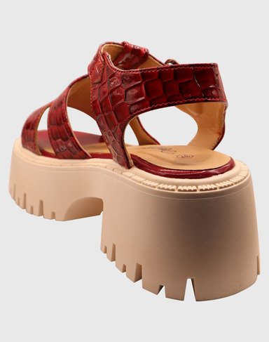 SANDALIAS MUJER DANICOLLE ROJO HEBILLA CHAROL - 5