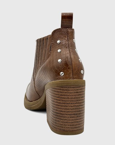 BOTIN PARA MUJER ELASTICADO CON TACO CAFÉ - 4