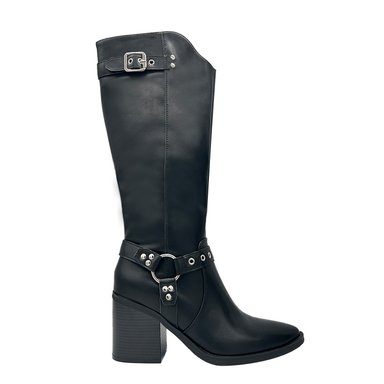 BOTA DE MUJER COLOR NEGRO CAÑA ALTA CON HEBILLA Y TACHAS DANICOLLE - 3