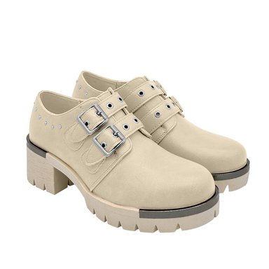 BOTIN PARA MUJER COLOR BEIGE, DOBLE CORREA, BAJO EL TOBILLO DANICOLLE - 2