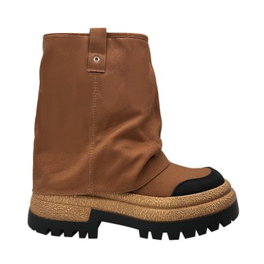 BOTIN COLOR CAMEL PARA MUJER CON PLATAFORMA ANCHA Y CAÑA FRUNCIDA DANICOLLE - 1