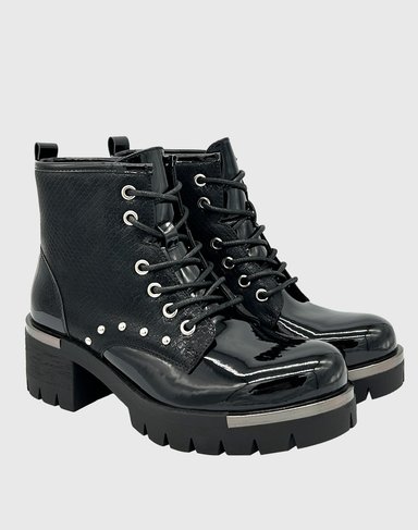 BOTIN CAÑA ALTA, PUNTA REDONDA Y CON CORDONES NEGRO DANICOLLE - 4