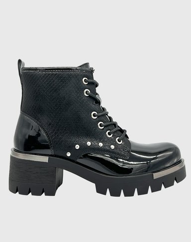 BOTIN CAÑA ALTA, PUNTA REDONDA Y CON CORDONES NEGRO DANICOLLE - 5