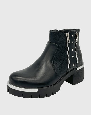 BOTIN PUNTA REDONDA, CON TACO MEDIO Y CIERRES NEGRO DANICOLLE - 1