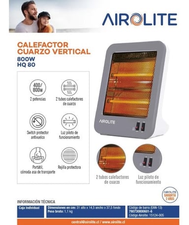 CALEFACTOR CUARZO 800 W HQ 80 AIROLITE - 9