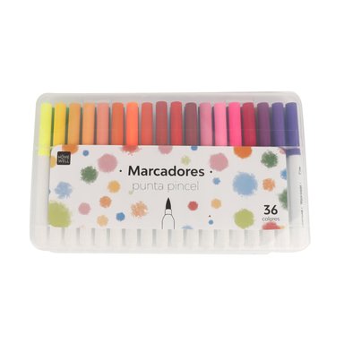 MARCADORES HOMEWELL DE COLORES PUNTA PINCEL 36U - 1