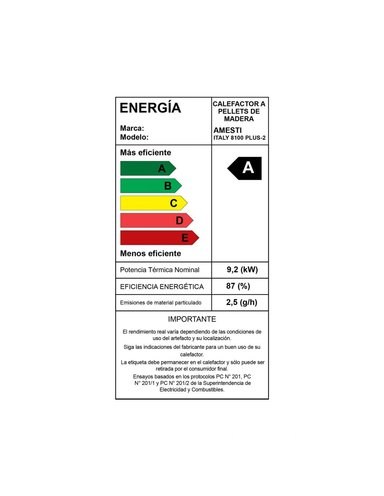 CALEFACTOR A PELLET AMESTI ITALY 8100 PLUS NEGRO SATINADO - 2