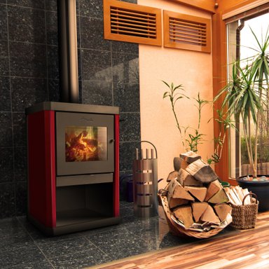 CALEFACTOR A LEÑA AMESTI CLASSIC 400 ROJO - 4