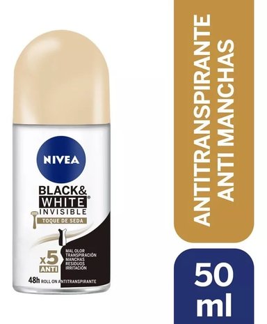 DESODORANTE NIVEA ROLL ON BLACK & WHITE TOQUE DE SEDA 50ML - 1