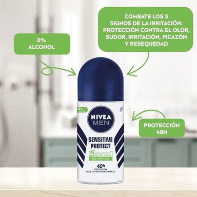 ANTITRANSPIRANTE NIVEA 50ML ROLL ON MEN SENSITIVE PROTECT - 2