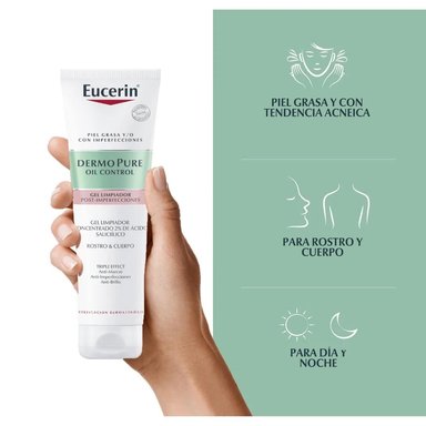 GEL LIMPIADOR ROSTRO Y CUELLO EUCERIN 150 ML DERMOPURE TRIPLE EFECTO - 3