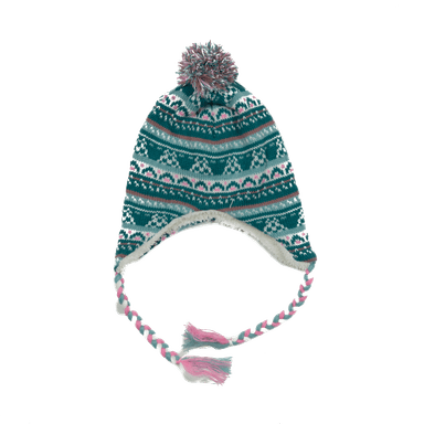 GORRO BEBÉ NIÑA PILLÍN TURQUESA OREJERAS Y POMPÓN - 1