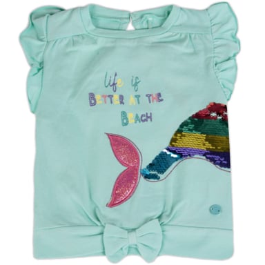 POLERA MANGA CORTA ALGODÓN NIÑA PILLÍN PVY634-23CAL BEBE TURQUESA - 1