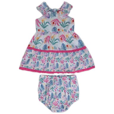 VESTIDO ALGODON NIÑA PILLIN CELESTE PVY820-23CEL BEBE - 1