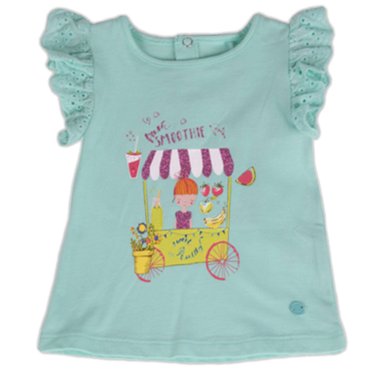 POLERA MANGA CORTA NIÑA PILLÍN PVY639-23CAL BEBE TURQUESA - 1