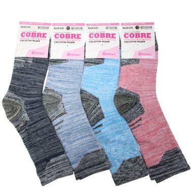 X6 CALCETINES DE COBRE LARGOS PARA MUJER - 1