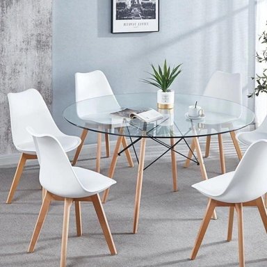 COMEDOR MESA REDONDA ELIDA 120CM + 6 SILLAS TULIP BLANCA - 2