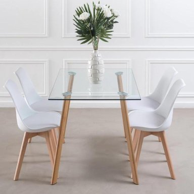 COMEDOR MESA FERRA + 4 SILLAS TULIP BLANCA | ESTILO NORDICO Y ELEGANTE - 2