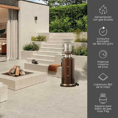 ESTUFA CALEFACTOR A GAS PARA EXTERIOR BRONZE RELAN | BRONCE - 2