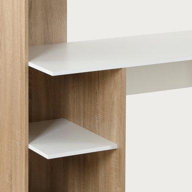 ESCRITORIO CON LIBRERO TOP LIVING MAPLE NÓRDICO ESTANTES - 7