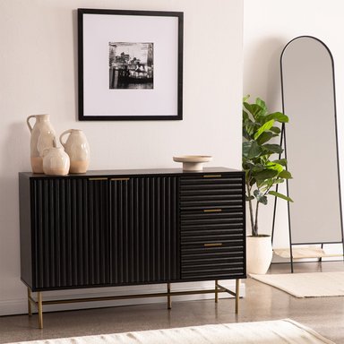 APARADOR BUFFET NEGRO DORADO TOP LIVING BROOKLYN VAJILLERO - 2