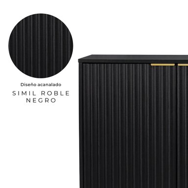 APARADOR BUFFET NEGRO DORADO TOP LIVING BROOKLYN VAJILLERO - 4