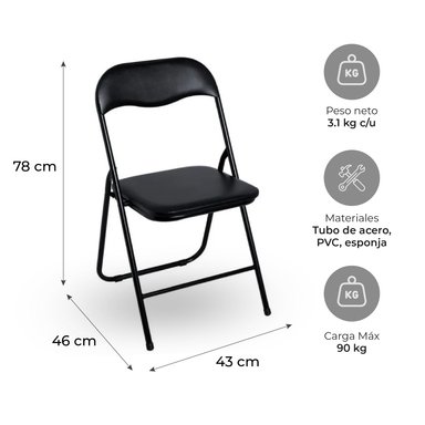 SET X6 SILLAS PLEGABLES KANO LIVIANAS Y PORTÁTILES EVENTOS - 4