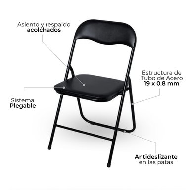 SET X6 SILLAS PLEGABLES KANO LIVIANAS Y PORTÁTILES EVENTOS - 6