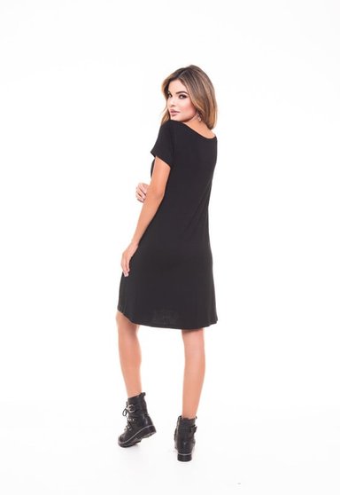 VESTIDO CORTO CON BOLSILLO SMALL SKULL BLACK RC-1 - 4