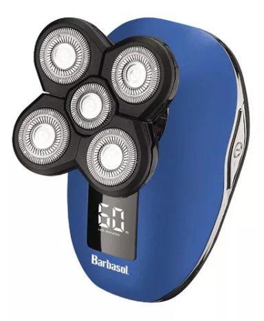 MÁQUINA BARBASOL AFEITAR CABEZA GIRATORIA RECARGABLE USB AZUL - 1