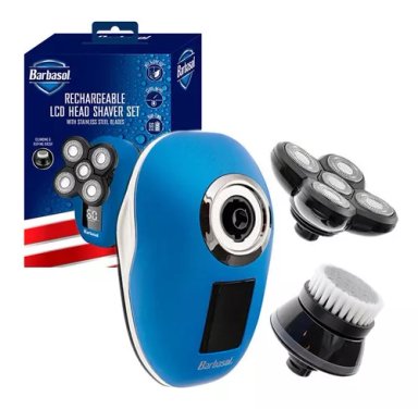 MÁQUINA BARBASOL AFEITAR CABEZA GIRATORIA RECARGABLE USB AZUL - 2